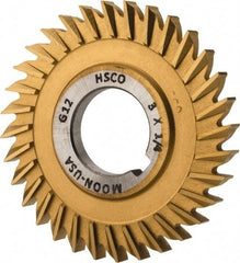 Made in USA - 3" Blade Diam x 1/4" Blade Thickness, 1" Hole, 32 Teeth, Cobalt Side Chip Saw - Straight Tooth, Arbor Connection, Right Hand Cut, TiN, with Keyway - Caliber Tooling