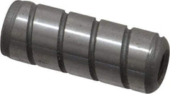 Jergens - 3/8" Diam x 1" Pin Length Alloy Steel Grooved Dowel Pin - C 47-58 & C 60-64 (Surface) Hardness, 1 Beveled & 1 Threaded End - Caliber Tooling