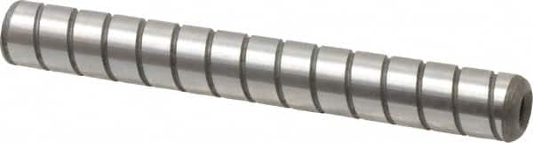 Jergens - 3/8" Diam x 3" Pin Length Alloy Steel Grooved Dowel Pin - C 47-58 & C 60-64 (Surface) Hardness, 1 Beveled & 1 Threaded End - Caliber Tooling