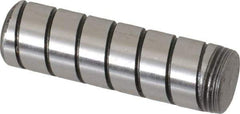 Jergens - 7/16" Diam x 1-1/2" Pin Length Alloy Steel Grooved Dowel Pin - C 47-58 & C 60-64 (Surface) Hardness, 1 Beveled & 1 Threaded End - Caliber Tooling