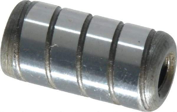 Jergens - 1/2" Diam x 1" Pin Length Alloy Steel Grooved Dowel Pin - C 47-58 & C 60-64 (Surface) Hardness, 1 Beveled & 1 Threaded End - Caliber Tooling