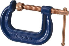 Gibraltar - Regular-Duty 2" Max Opening, 2" Throat Depth, Forged Steel Standard C-Clamp - 3,500 Lb Capacity, 0" Min Opening, Deep Throat, Copper Plated Screw - Caliber Tooling