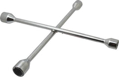 Omega Lift Equipment - 14" Long Cross Shaped Lug Nut Wrench Tire Iron - 17, 19, 21, 23mm - Caliber Tooling