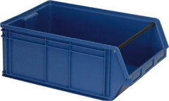 Quantum Storage - 140 Lb. Load Capacity, 29" Deep, Blue Polyethylene Hopper Stacking Bin - 11-7/8" High x 18-3/8" Wide x 29" Long - Caliber Tooling