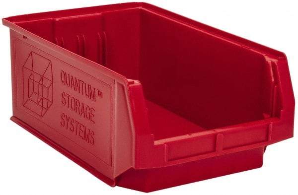 Quantum Storage - 90 Lb. Load Capacity, 19-3/4" Deep, Red Polyethylene Hopper Stacking Bin - 7-7/8" High x 12-3/8" Wide x 19-3/4" Long - Caliber Tooling