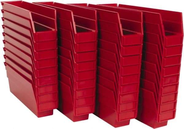 Quantum Storage - 50 Lb. Load Capacity, 11-5/8" Deep, Red Polypropylene Hopper Shelf Bin - 4" High x 2-3/4" Wide x 11-5/8" Long - Caliber Tooling