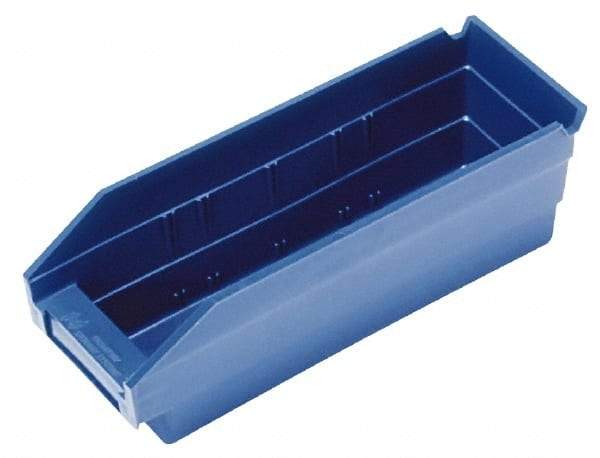 Quantum Storage - 50 Lb. Load Capacity, 17-7/8" Deep, Blue Polypropylene Hopper Shelf Bin - 4" High x 4-1/8" Wide x 17-7/8" Long - Caliber Tooling