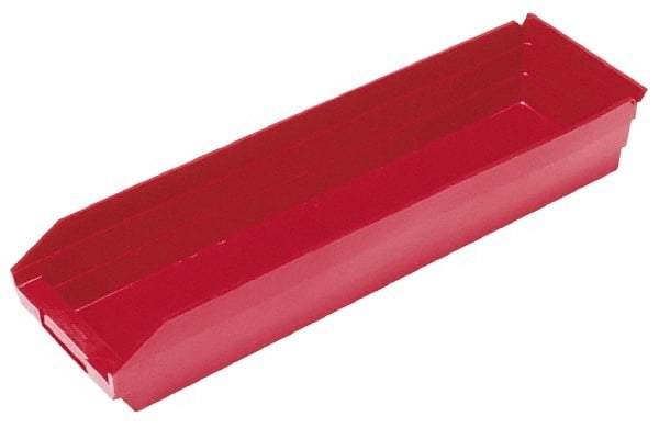 Quantum Storage - 50 Lb. Load Capacity, 23-5/8" Deep, Red Polypropylene Hopper Shelf Bin - 4" High x 6-5/8" Wide x 23-5/8" Long - Caliber Tooling