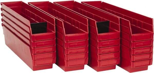 Quantum Storage - 50 Lb. Load Capacity, 17-7/8" Deep, Red Polypropylene Hopper Shelf Bin - 4" High x 4-1/8" Wide x 17-7/8" Long - Caliber Tooling