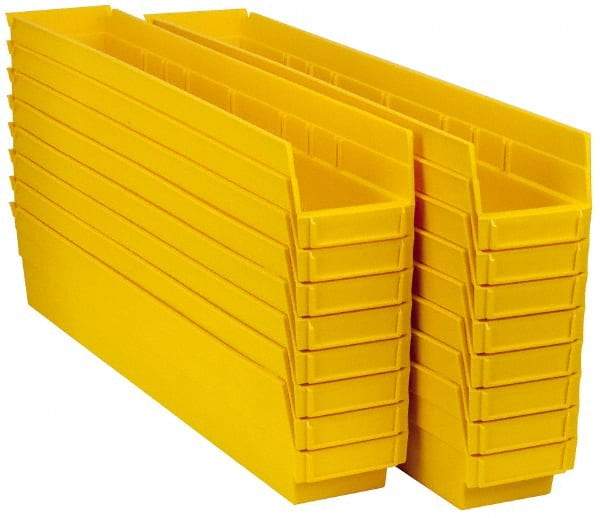 Quantum Storage - 50 Lb. Load Capacity, 23-5/8" Deep, Yellow Polypropylene Hopper Shelf Bin - 4" High x 4-1/8" Wide x 23-5/8" Long - Caliber Tooling