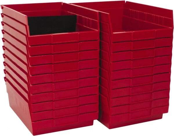 Quantum Storage - 50 Lb. Load Capacity, 11-5/8" Deep, Red Polypropylene Hopper Shelf Bin - 4" High x 8-3/8" Wide x 11-5/8" Long - Caliber Tooling