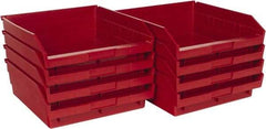 Quantum Storage - 50 Lb. Load Capacity, 11-5/8" Deep, Red Polypropylene Hopper Shelf Bin - 4" High x 11-1/8" Wide x 11-5/8" Long - Caliber Tooling