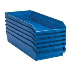 Quantum Storage - 50 Lb. Load Capacity, 23-5/8" Deep, Blue Polypropylene Hopper Shelf Bin - 4" High x 11-1/8" Wide x 23-5/8" Long - Caliber Tooling