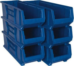 Quantum Storage - 100 Lb. Load Capacity, 23-7/8" Deep, Blue Polypropylene Hopper Stacking Bin - 7" High x 8-1/4" Wide x 23-7/8" Long - Caliber Tooling