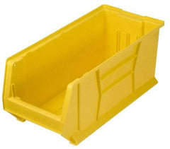 Quantum Storage - 100 Lb. Load Capacity, 23-7/8" Deep, Yellow Polypropylene Hopper Stacking Bin - 9" High x 8-1/4" Wide x 23-7/8" Long - Caliber Tooling