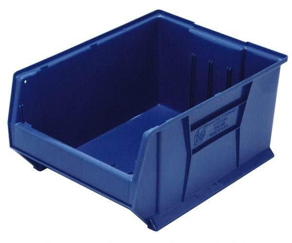 Quantum Storage - 100 Lb. Load Capacity, 23-7/8" Deep, Blue Polypropylene Hopper Stacking Bin - 12" High x 18-1/4" Wide x 23-7/8" Long - Caliber Tooling