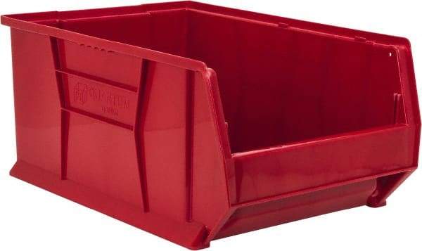 Quantum Storage - 100 Lb. Load Capacity, 23-7/8" Deep, Red Polypropylene Hopper Stacking Bin - 11" High x 16-1/2" Wide x 23-7/8" Long - Caliber Tooling