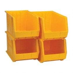 Quantum Storage - 75 Lb. Load Capacity, 18" Deep, Yellow Polypropylene Hopper Stacking Bin - 10" High x 11" Wide x 18" Long - Caliber Tooling