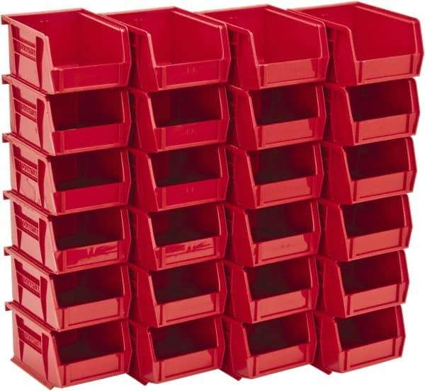 Quantum Storage - 10 Lb. Load Capacity, 5-3/8" Deep, Red Polypropylene Hopper Stacking Bin - 3" High x 4-1/8" Wide x 5-3/8" Long - Caliber Tooling