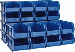 Quantum Storage - 10 Lb. Load Capacity, 7-3/8" Deep, Blue Polypropylene Hopper Stacking Bin - 3" High x 4-1/8" Wide x 7-3/8" Long - Caliber Tooling