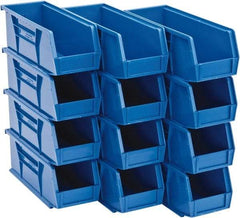 Quantum Storage - 30 Lb. Load Capacity, 10-7/8" Deep, Blue Polypropylene Hopper Stacking Bin - 4" High x 4-1/8" Wide x 10-7/8" Long - Caliber Tooling