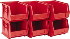 Quantum Storage - 50 Lb. Load Capacity, 10-3/4" Deep, Red Polypropylene Hopper Stacking Bin - 7" High x 8-1/4" Wide x 10-3/4" Long - Caliber Tooling