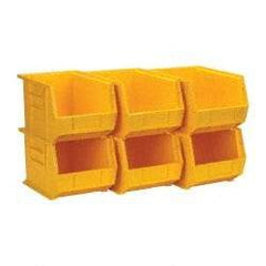 Quantum Storage - 50 Lb. Load Capacity, 10-3/4" Deep, Yellow Polypropylene Hopper Stacking Bin - 7" High x 8-1/4" Wide x 10-3/4" Long - Caliber Tooling