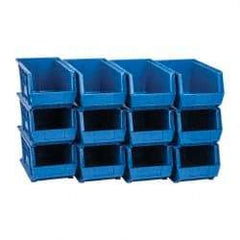 Quantum Storage - 60 Lb. Load Capacity, 14-3/4" Deep, Blue Polypropylene Hopper Stacking Bin - 7" High x 8-1/4" Wide x 14-3/4" Long - Caliber Tooling