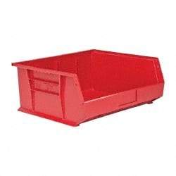 Quantum Storage - 75 Lb. Load Capacity, 14-3/4" Deep, Red Polypropylene Hopper Stacking Bin - 7" High x 16-1/2" Wide x 14-3/4" Long - Caliber Tooling