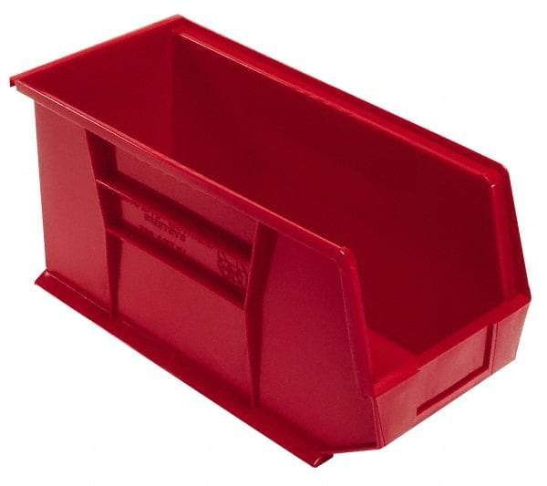 Quantum Storage - 60 Lb. Load Capacity, 18" Deep, Red Polypropylene Hopper Stacking Bin - 9" High x 8-1/4" Wide x 18" Long - Caliber Tooling