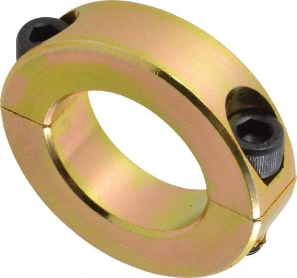 Climax Metal Products - 1-1/8" Bore, Steel, Two Piece Clamping Shaft Collar - 1-7/8" Outside Diam, 1/2" Wide - Caliber Tooling
