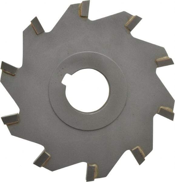 Made in USA - 4" Diam x 1/2" Width of Cut, 10 Teeth, Carbide Tipped Side Milling Cutter - Straight Teeth, Uncoated - Caliber Tooling