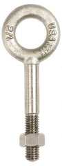 Gibraltar - 500 Lb Capacity, Stainless Steel, 1/4-20 Thread, Fixed Lifting Eye Bolt - Partially Threaded, 3" Shank, 1-1/2" Thread Length, No Shoulder - Caliber Tooling