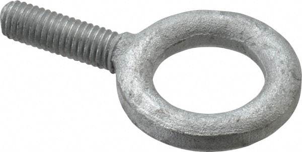 Gibraltar - 1,400 Lb Capacity, Forged Steel, 3/8-16 Thread, Fixed Lifting Eye Bolt - Fully Threaded, 1-1/4" Shank, 1-1/4" Thread Length, No Shoulder - Caliber Tooling