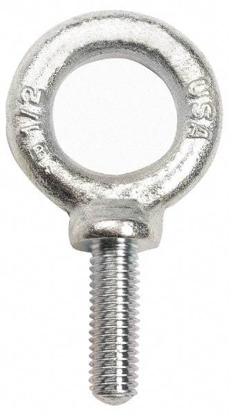 Gibraltar - 900 Lb Capacity, Forged Steel, 5/16-18 Thread, Fixed Lifting Eye Bolt - Fully Threaded, 1-1/8" Shank, 1-1/8" Thread Length, Shoulder - Caliber Tooling