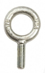 Gibraltar - 500 Lb Capacity, Forged Steel, 1/4-20 Thread, Fixed Lifting Eye Bolt - Fully Threaded, 1" Shank, 1" Thread Length, No Shoulder - Caliber Tooling