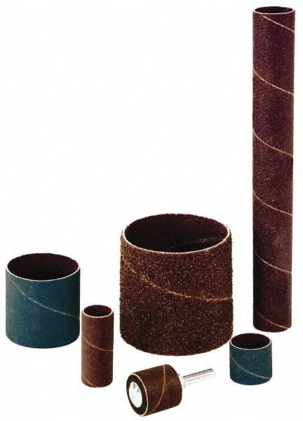 Made in USA - 120 Grit Aluminum Oxide Coated Spiral Band - 1-1/4" Diam x 1" Wide, Fine Grade - Caliber Tooling
