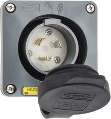 Hubbell Wiring Device-Kellems - 125 VAC, 20 Amp, L5-20P NEMA, Self Grounding Inlet - 2 Poles, 3 Wire, Male End, Gray - Caliber Tooling