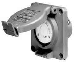 Hubbell Wiring Device-Kellems - 120/208 VAC, 30 Amp, L21-30R NEMA, Self Grounding Receptacle - 4 Poles, 5 Wire, Female End, Gray - Caliber Tooling