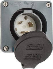 Hubbell Wiring Device-Kellems - 250 VAC, 20 Amp, L6-20P NEMA, Self Grounding Inlet - 2 Poles, 3 Wire, Male End, Gray - Caliber Tooling