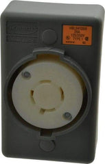 Hubbell Wiring Device-Kellems - 125/250 VAC, 20 Amp, L14-20R NEMA, Self Grounding Receptacle - 3 Poles, 4 Wire, Female End, Gray - Caliber Tooling