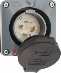 Hubbell Wiring Device-Kellems - 480 VAC, 20 Amp, L16-20P NEMA, Self Grounding Inlet - 3 Poles, 4 Wire, Male End, Gray - Caliber Tooling