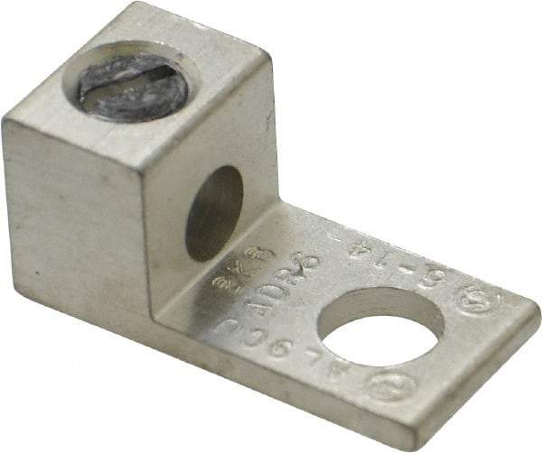 Thomas & Betts - 14-6 AWG Noninsulated Compression Connection Square Ring Terminal - 1/4" Stud, 1-3/64" OAL x 1/2" Wide, Tin Plated Aluminum Contact - Caliber Tooling