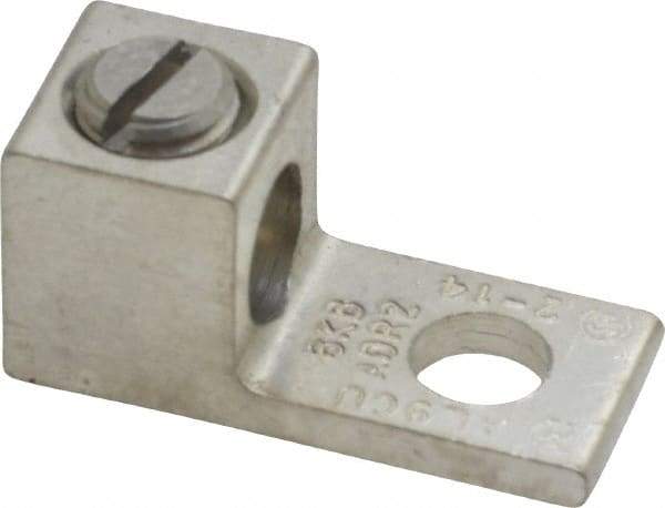 Thomas & Betts - 14-2 AWG Noninsulated Compression Connection Square Ring Terminal - 1/4" Stud, 1-5/32" OAL x 1/2" Wide, Tin Plated Aluminum Contact - Caliber Tooling