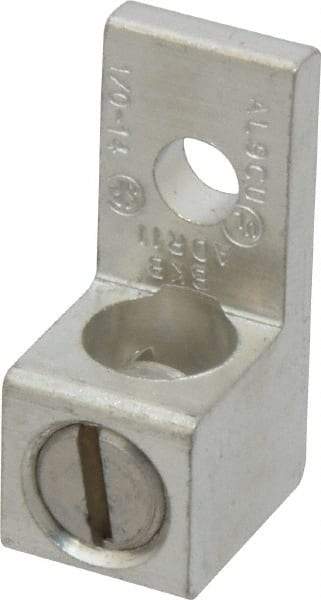 Thomas & Betts - 14-1/0 AWG Noninsulated Compression Connection Square Ring Terminal - 1/4" Stud, 1-15/32" OAL x 5/8" Wide, Tin Plated Aluminum Contact - Caliber Tooling