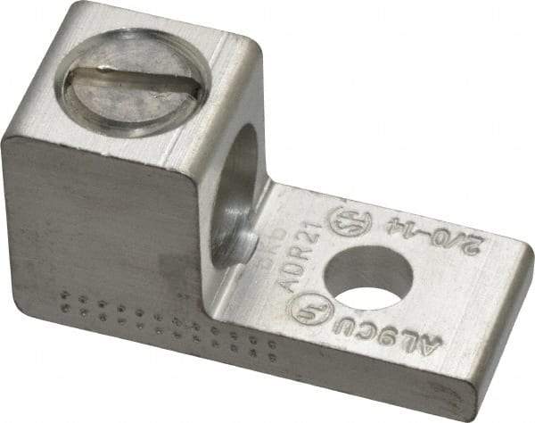 Thomas & Betts - 14-2/0 AWG Noninsulated Compression Connection Rectangle Ring Terminal - 1/4" Stud, 1-15/32" OAL x 5/8" Wide, Tin Plated Aluminum Contact - Caliber Tooling