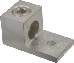 Thomas & Betts - 4 AWG Noninsulated Compression Connection Square Ring Terminal - 3/8" Stud, 2-13/16" OAL x 1-1/2" Wide, Tin Plated Aluminum Contact - Caliber Tooling