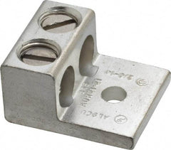 Thomas & Betts - 14-2/0 AWG Noninsulated Compression Connection Rectangle Ring Terminal - 1/4" Stud, 1-15/32" OAL x 1-1/4" Wide, Tin Plated Aluminum Contact - Caliber Tooling