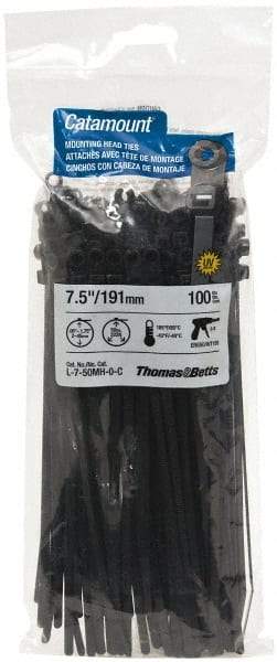 Thomas & Betts - 7-1/2" Long Black Nylon Mountable Cable Tie - 50 Lb Tensile Strength - Caliber Tooling