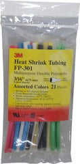 3M - 6" Long, 2:1, Polyolefin Heat Shrink Electrical Tubing - Black, Blue, Clear, Green, Red, White, Yellow - Caliber Tooling